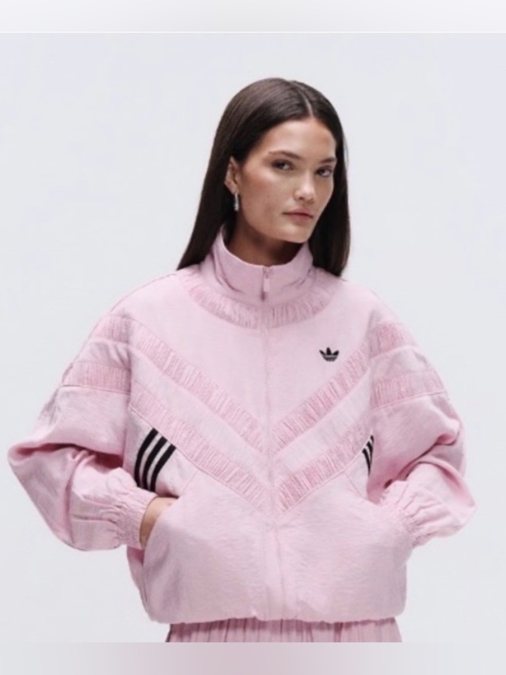 adidas Originals Pink Fringe Chevron Bomber Jacket